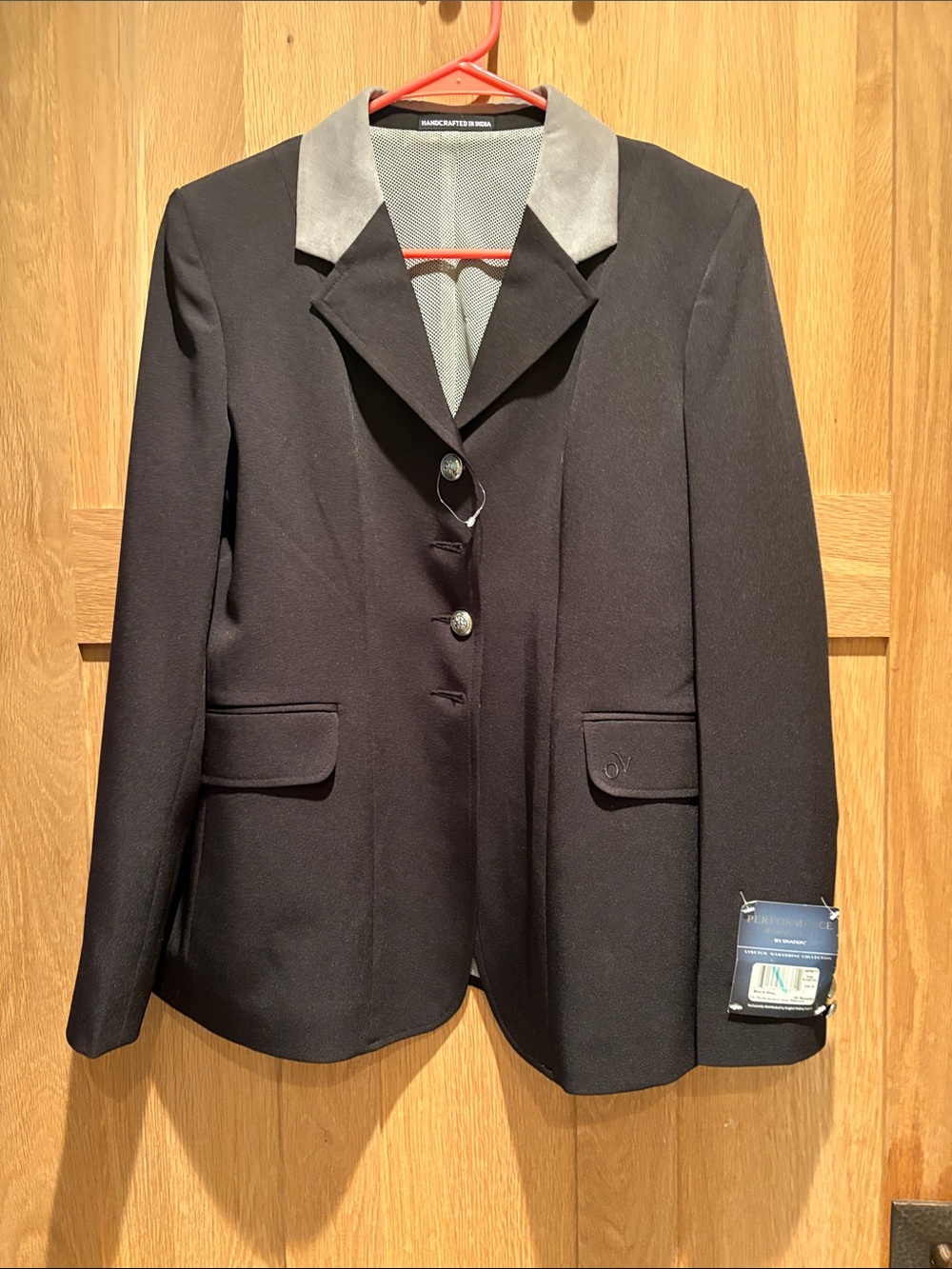 New Ovation Equestrian-Black Riding Jacket with grey Collar